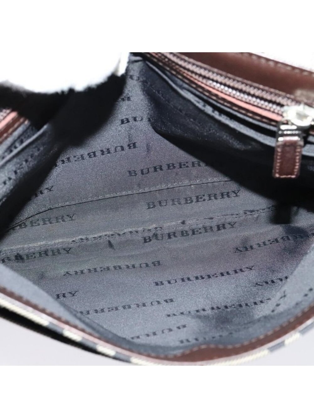 Authentic BURBERRY Nova Check Shoulder Bag Nylon Beige Silver - Picture 8 of 16
